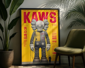 KAWS Kunst Poster, Moderne Straßenkunst-Druck, Hypebeast Decor