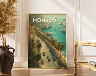 F1 Wandkunst, Monaco Grandprix Poster, Vintage Racing Wandkunst Druck, Retro Formel 1 Poster, Auto Wandkunst, Herren Büro Dekor