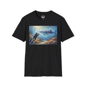 Camiseta impresionista de buceo con tiburón ballena / Camiseta de arte oceánico