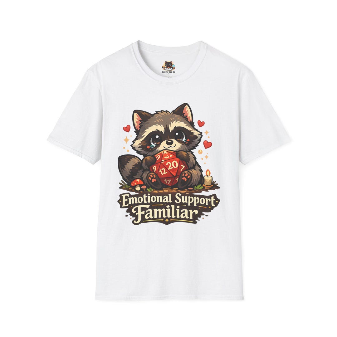 Supportive Racoon Emotional Support Familiar Raccoon D20 T-shirt | RPG Dice Lover Top - Etsy
