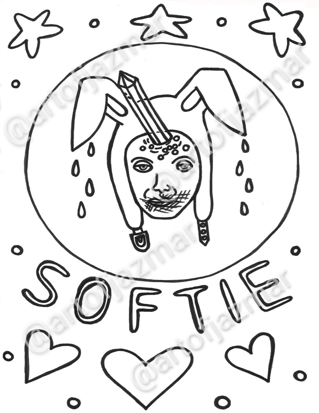 Adult Coloring Page - Softie Bunny - Etsy