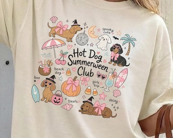 Dachshund Summerween Comfort Colors Shirt Dachshund Beach Halloween Tee Hot Dog Spooky Doxie Mom Gift Funny Weiner Dog Spooky Summer Shirt