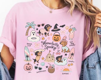Dachshund Summerween Shirt Beach Halloween Comfort Colors Tee Hot Dog Spooky Doxie Mom Gift Funny Weiner Dog Spooky Summer Shirt Wiener Dog