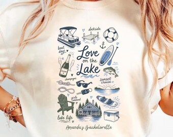 Love on the Lake Bachelorette Shirt Lake Bach Party Comfort Colors Camp Bach Squad Tee Custom Lake Life Bridal Party Outdoorsy Bach Shirt