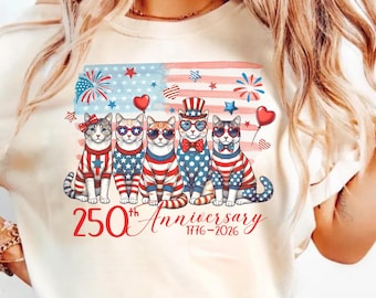 250th Anniversary Shirt, Funny Cat Shirt, USA 250th Anniversary Comfort Colors Tee, America 250, 1776–2026 USA T-Shirt, America 250 Years