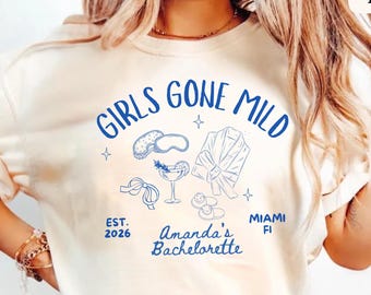Custom Girls Gone Mild Bachelorette Party Shirt Girls Trip Spa Chill Bach Tee PJS Weekend Girls Night Cat Tshirt Party Gift for Bridesmaids