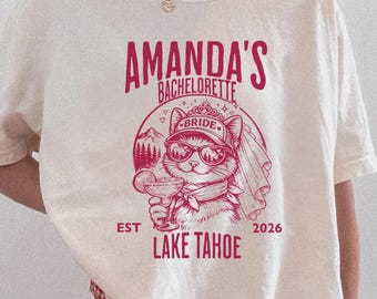 Camp Bachelorette Shirt Personalized | Lake Bachelorette Party Tee | Margs and Matrimony | Cat Bride Shirt | Bach Party Group Shirts