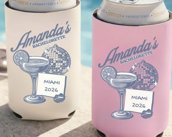 Margs and Matrimony Koozie | Miami Bachelorette Can Cooler | Disco Bach Party Favor | Custom Bride Drink Sleeve | Bach Weekend Gift