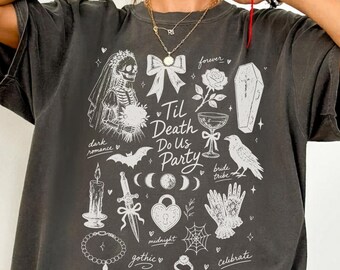 Comfort Color Til Death Do Us Party Tee Bride Or Die Shirt Custom Gothic Bachelorette Shirt Spooky Bachelorette Halloween Bachelorette Tee