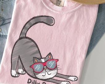 Cat Shirt Comfort Colors Tshirt Funny Cat Meme Shirt Kitty Lover Gift Tee Cute Cat Shirts Dilly Dallying Kitten shirt Retro Silly Animal