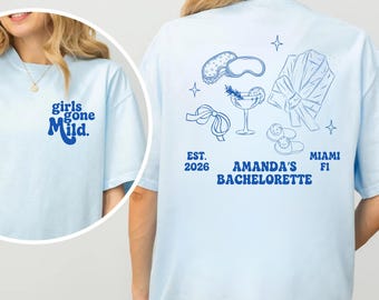 Custom Girls Gone Mild Bachelorette Party Shirt Girls Trip Spa Chill Bach Tee PJS Weekend Girls Night Cat Tshirt Party Gift for Bridesmaids