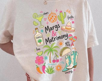 Margs and Matrimony Shirt Custom Tequila Bachelorette Tee Final Fiesta Bach Party Mexico Margarita Bride Comfort Colors Girls Trip