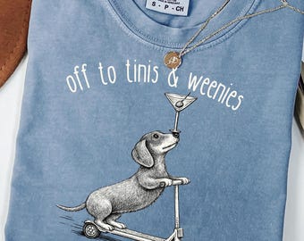 Comfort Colors Dachshund Martini Shirt: Wiener Dog Graphic Tee