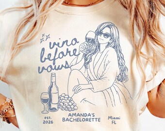 Vino Before Vows, Wine Bachelorette Shirts, Custom Bachelorette Party Matching Shirt, Comfort Colors® Winery Tee, Party Gift for Bridesmaids