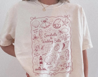 Seashells and Wedding Bells Shirt Beach Bachelorette Comfort Colors Coastal Bride Tee Last Toast on the Coast Custom Bridal Party Shirt