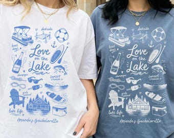 Love on the Lake Bachelorette Shirt Comfort Colors Camp Bach Squad Tee Lake Bach Party Custom Lake Life Bridal Party Outdoorsy Bach Shirt