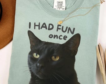 Cat Shirt Comfort Colors Tshirt Funny Kitten Meme Shirt Kitty Lover Gift Tee Cute Cat Shirts I Had Fun Once Kitten shirt Retro Silly