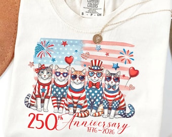 250th Anniversary Shirt, Funny Cat Shirt, USA 250th Anniversary Comfort Colors Tee, America 250, 1776–2026 USA T-Shirt, America 250 Years