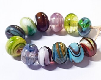 Swirl Orphans, Artisan Lampwork Glass Beads, SRA, UK