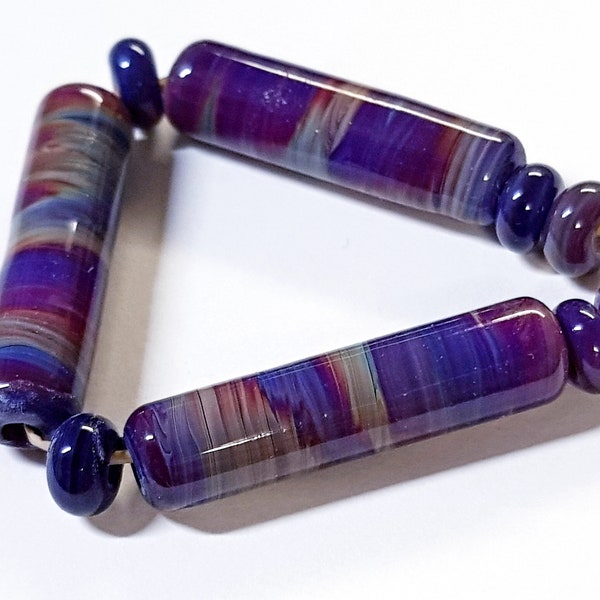 Monet Magic Tubes, Artisan Lampwork Glass Beads, SRA, UK