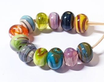 Swirl Orphans, Artisan Lampwork Glass Beads, SRA, UK
