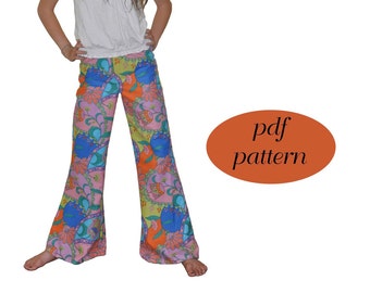 Bell Bottoms Sewing Pattern Bell Bottoms pdf Pattern Funky Flares Pattern 60s Retro Sewing Pattern Girls Sizes 2-14 60s