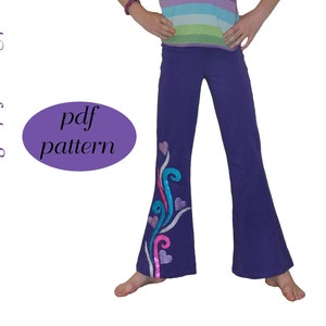 Girls Leggings pdf Pattern Jazz Pants Sewing Pattern Kids Sizes 2-14 70s Costume Leggings