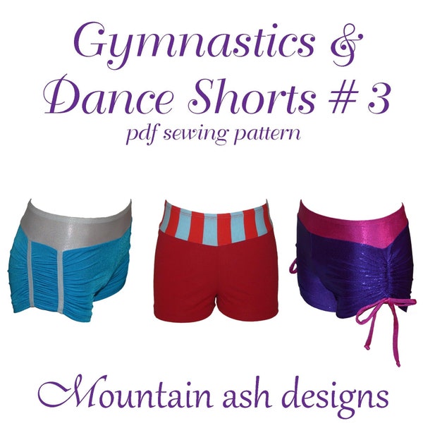 Girls Dance Shorts pdf Sewing Pattern Gymnastics Dance Shorts 3 Ruched Shorts Cheer Shorts Girls Sizes 2-14