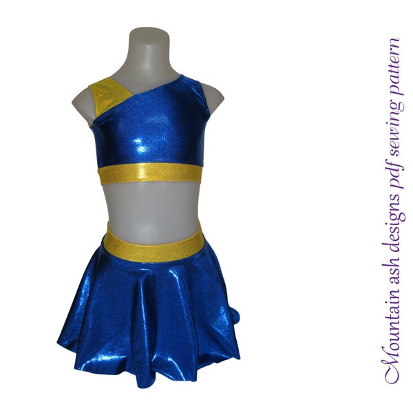 Patron de pom-pom girl Cheer #2 pdf Patron de couture Costume de pom-pom girl pour filles Uniforme de pom-pom girl dans les tailles 2-14