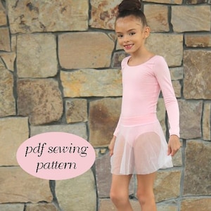 Ballet Leotard Pattern Ballet Skirt pdf Sewing Pattern Ballet Basics 2 Long Sleeve Leotard Girls Sizes 1-14