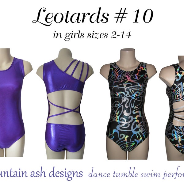 Leotards 10 pdf Sewing Pattern Strappy Back Gymnastics Gym Leotard Ballet Dance Costume Girls Sizes 2-14