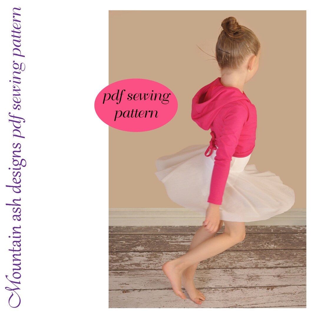 Ballet Wrap Top Hoodie Sewing Pattern Girls Sizes 1 14 Ballet Wrap Cardigan Crossover Top Pattern Etsy UK