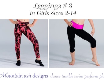 Girls High Waist Leggings Pattern Leggings 3 Sewing Pattern Size 2-14