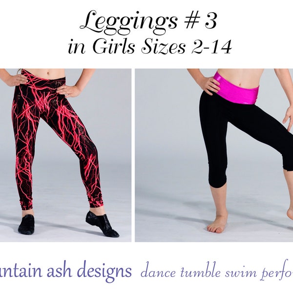 Girls High Waist Leggings Pattern Leggings 3 Sewing Pattern Size 2-14
