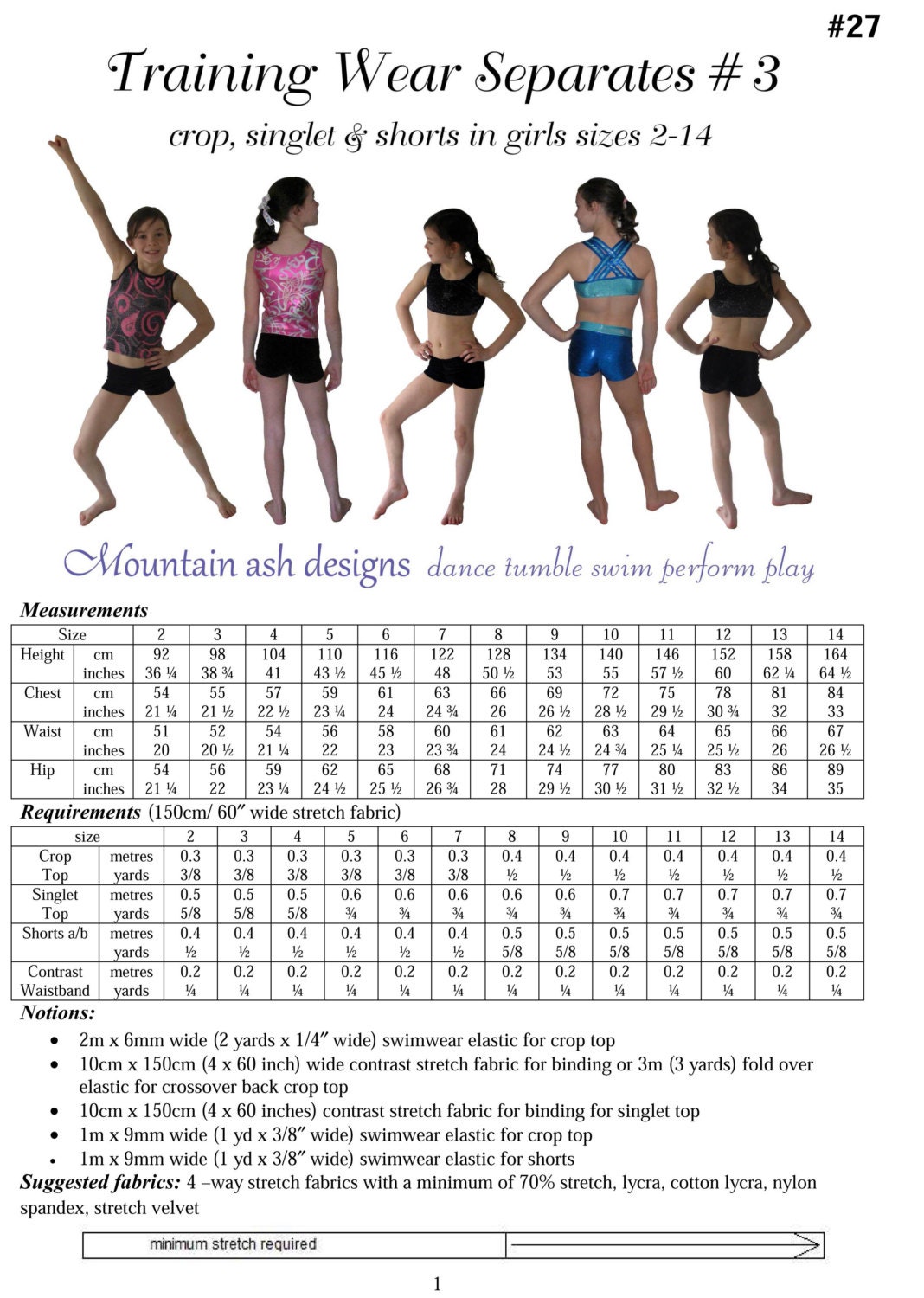Gymnastics Dance Pattern Training Wear Separates 3 Crop | Etsy