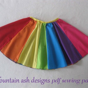 Rainbow Skirt Pattern pdf Sewing Pattern 50s Dance Skirt Pattern Poodle Character Rainbow Sailor Panel Twirl Skirt Pattern Sizes 1-14