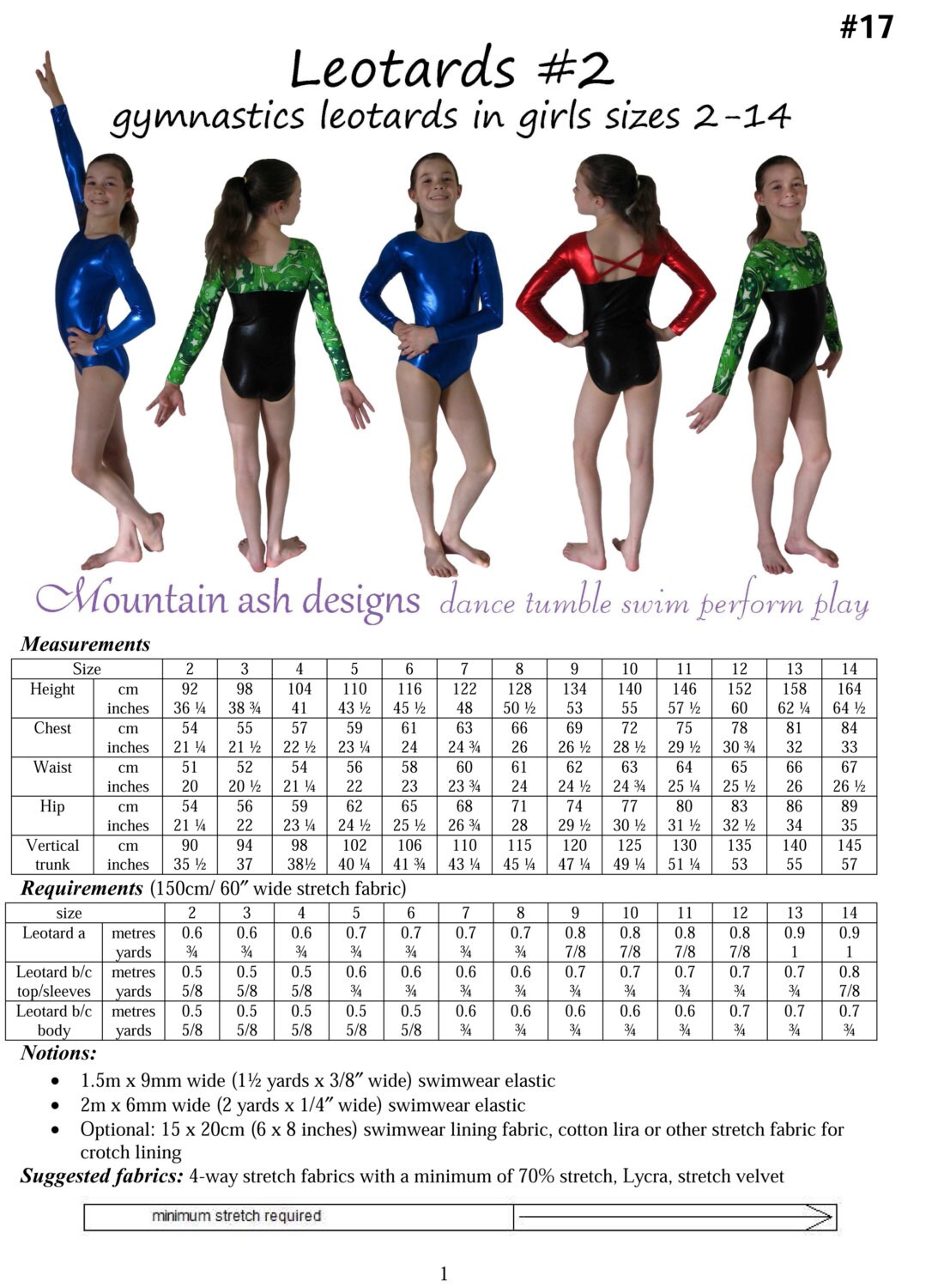 Leotards 2 pdf sewing pattern gymnastics gym dance jazz ballet Etsy