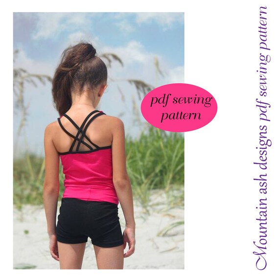 Girls Top Yoga Shorts Sewing Pattern 