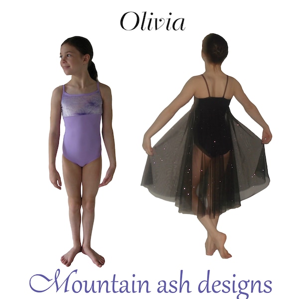 Olivia Dance Costume pdf Sewing Pattern Ballet Leotard Dress Lyrical Costume Handkerchief Skirt Girls Sizes 2-14