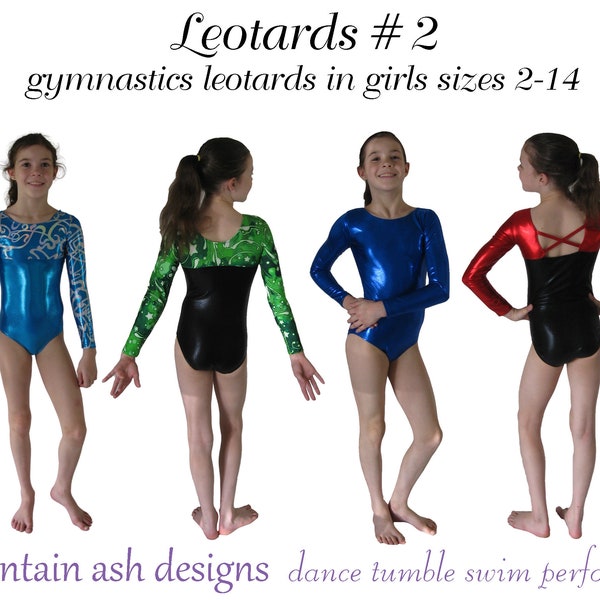 Gymnastics Leotards 2 pdf Sewing Pattern Long Sleeve Leotard Gym Dance Ballet Leotard in Girls sizes 2-14