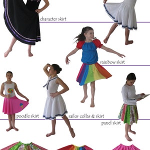 Character Skirt Pattern Circle Skirts Ballet pdf Sewing Pattern Poodle Character Rainbow Sailor Panel Twirl Skirt Digital Pattern Sizes 1-14 image 2