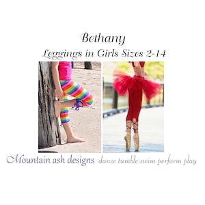 Filles Tutu Leggings Pattern Filles pdf Patron de couture Bethany Strappy Leggings Taille 2-14