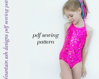 Alexis Swimsuit Sewing Pattern Girls Sizes 1-14 Ballet Dance Gymnastics Leotard Halter Neck Swimsuit