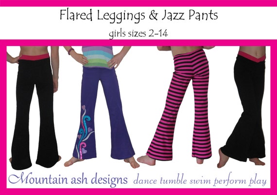 Flare Leggings Pattern Jazz Pants Pdf Sewing Pattern Girls Leggings 2 Sizes  2-14 