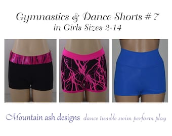 Girls Dance Shorts pdf Pattern Gymnastics Dance Shorts 7 Sewing Pattern Girls High Waisted Shorts Yoga Shorts Cheerleading Shorts