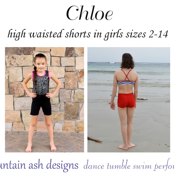 High Waisted Dance Shorts Pattern Chloe Compression Shorts Pattern Girls Athletic Runner Shorts Pattern Girls Sizes 2-14