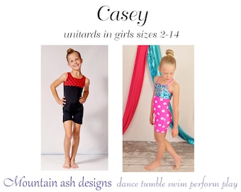 Casey Unitard Sewing Pattern Girls Sizes 2-14 Gymnastics Unitard, Dance Unitard Digital Stretch pdf Sewing Pattern