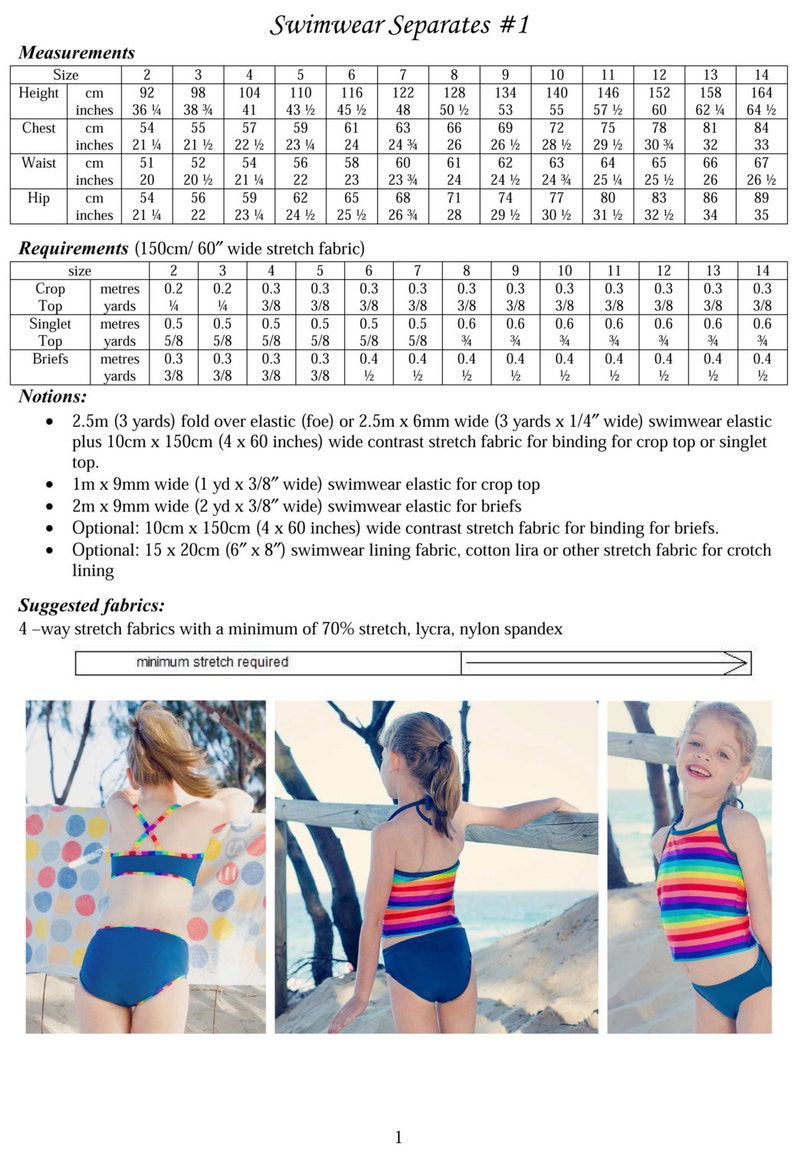 Girls Tankini Pattern Swimsuit Pdf Sewing Pattern Bikini Etsy Sweden