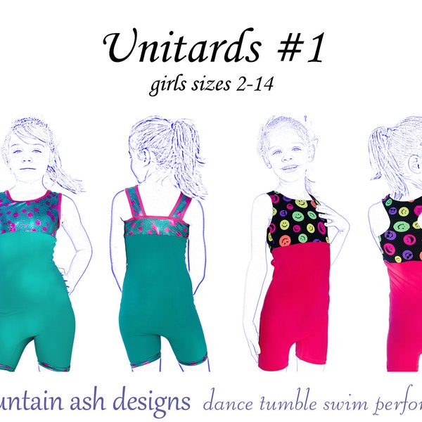 Unitards #1 Sewing Pattern in Girls Sizes 2-14 Racer Back pdf Pattern