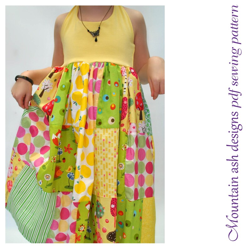 Daisy Patchwork Dress pdf Sewing Pattern Halter Neck Patchwork Etsy